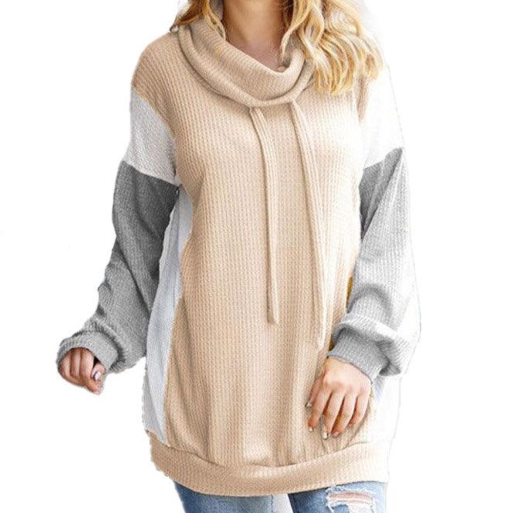 013 Cozy Cowl Neck Waffle Oversized Top - Picture 2 of 2
